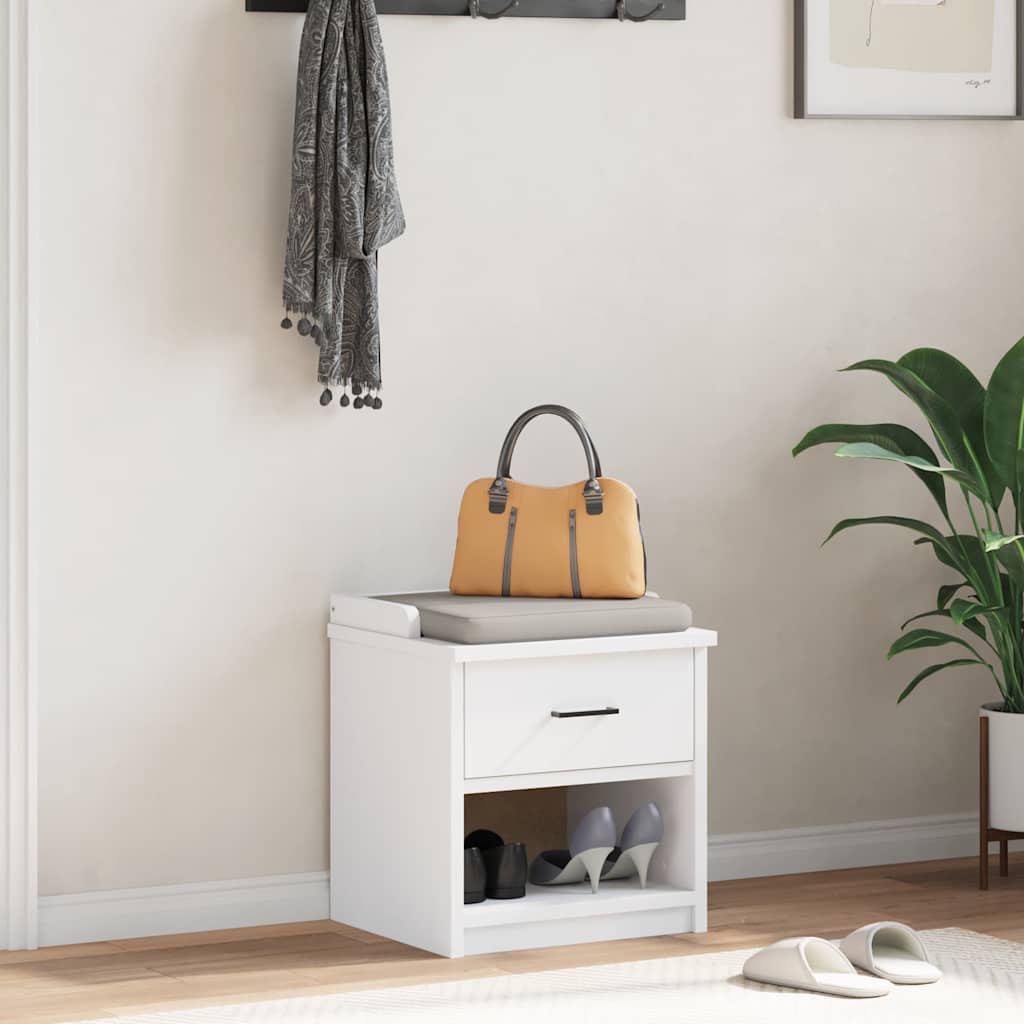 vidaXL Hallway Bench SANDNES White 45x40x50 cm Solid Wood Pine 3
