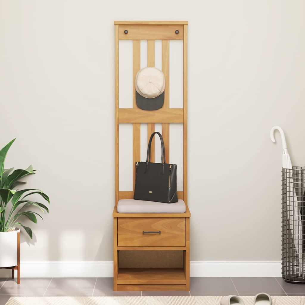 Hall Tree "SANDNES" 45x40x159,5 cm Solid Wood Pine Acacia finish