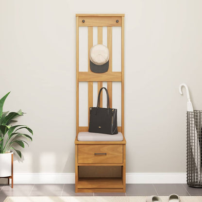 Hall Tree "SANDNES" 45x40x159,5 cm Solid Wood Pine Acacia finish