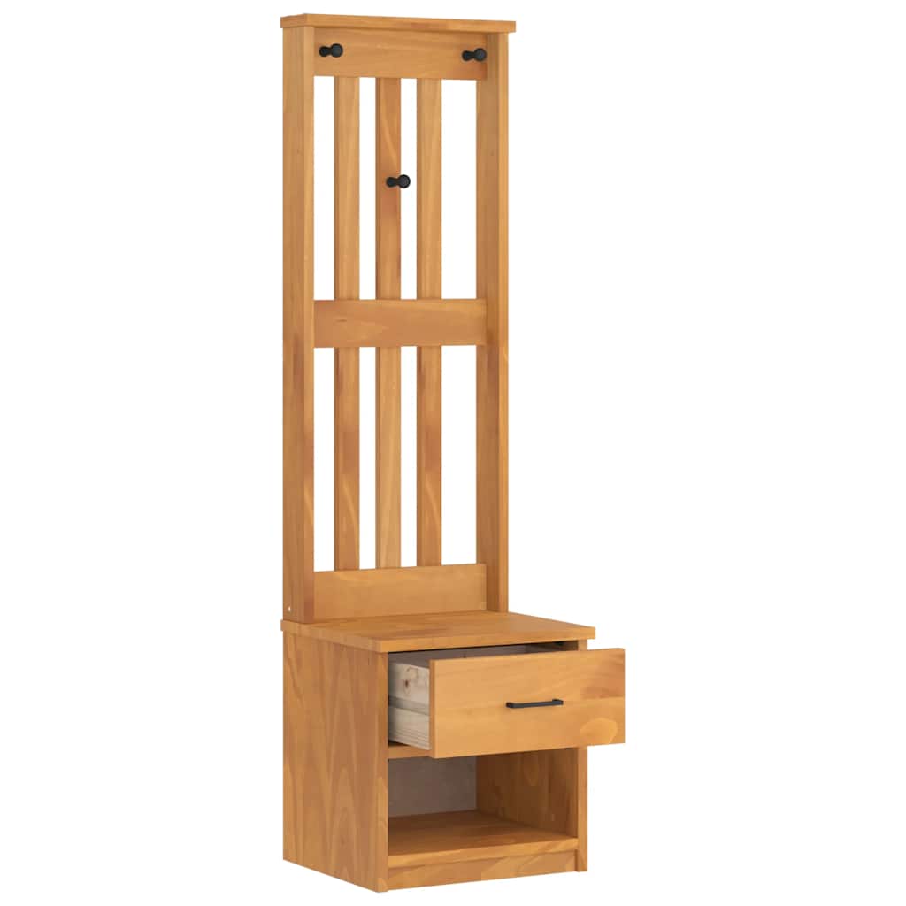 Hall Tree "SANDNES" 45x40x159,5 cm Solid Wood Pine Acacia finish