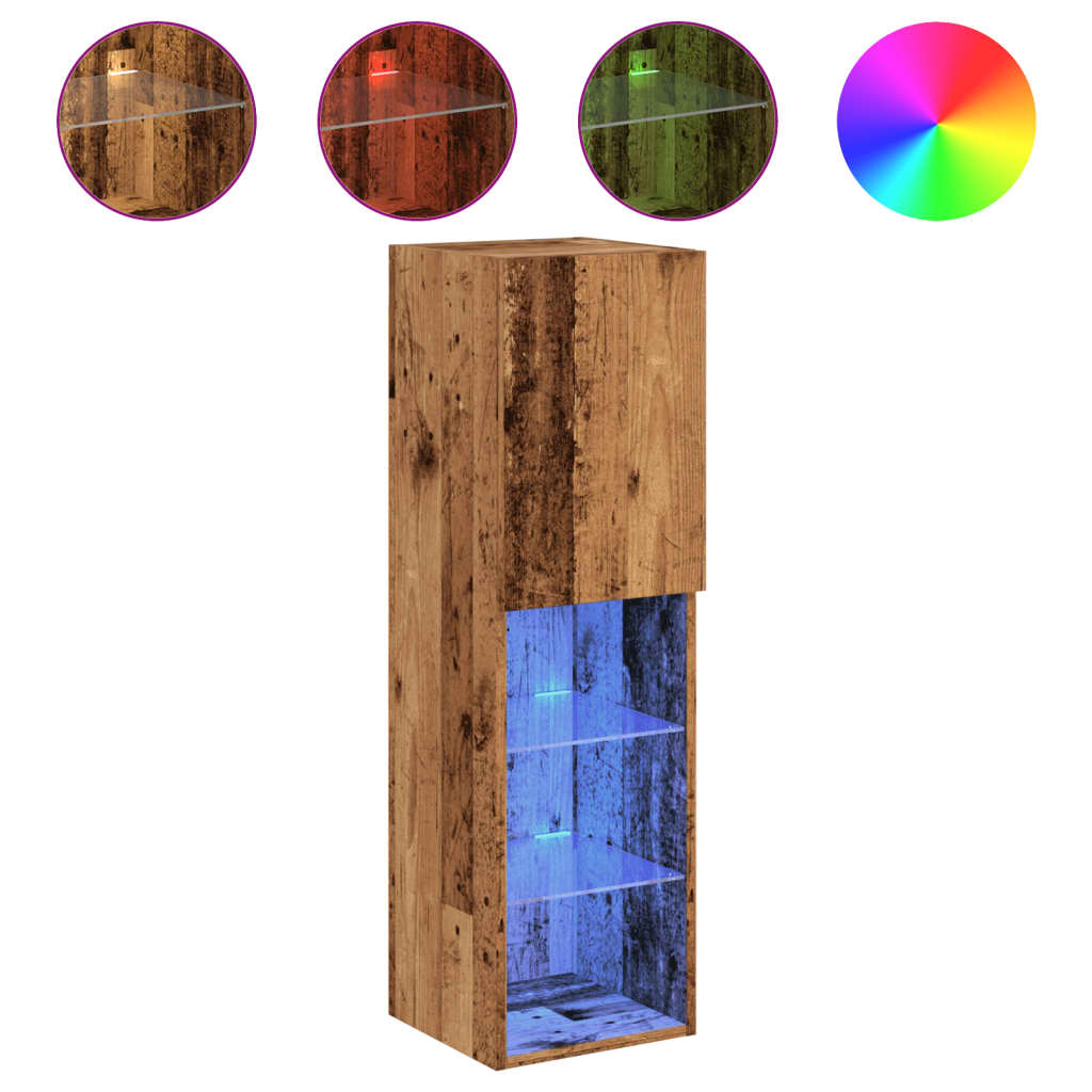 vidaXL TV Cabinet with LED Lights Old Wood 30.5x30x102 cm 2