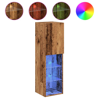 vidaXL TV Cabinet with LED Lights Old Wood 30.5x30x102 cm 2