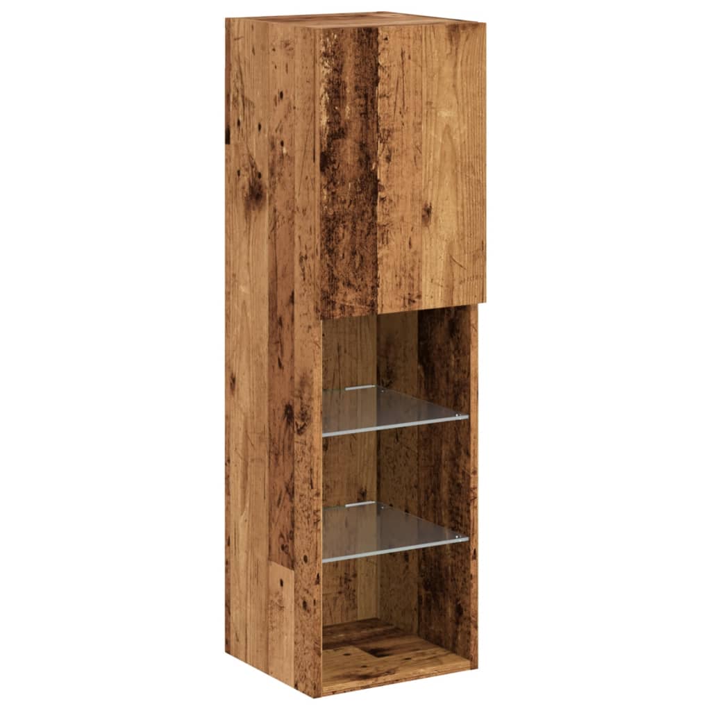 vidaXL TV Cabinet with LED Lights Old Wood 30.5x30x102 cm 3