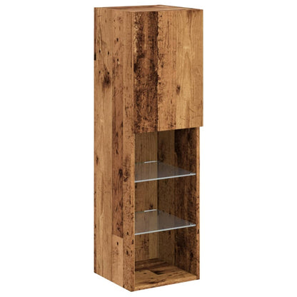vidaXL TV Cabinet with LED Lights Old Wood 30.5x30x102 cm 3