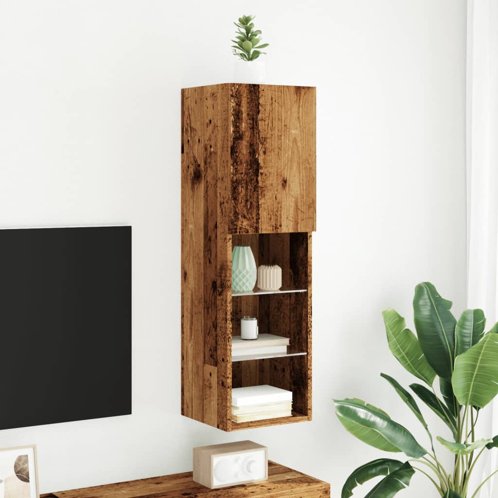 vidaXL TV Cabinet with LED Lights Old Wood 30.5x30x102 cm 4