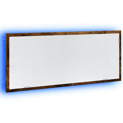 vidaXL LED Bathroom Mirror Smoked Oak 100x8.5x37 cm Engineered Wood 3