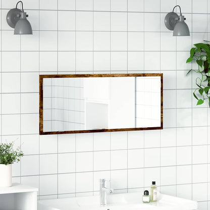 vidaXL LED Bathroom Mirror Smoked Oak 100x8.5x37 cm Engineered Wood 4