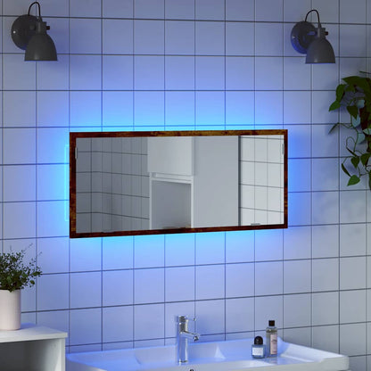 vidaXL LED Bathroom Mirror Smoked Oak 100x8.5x37 cm Engineered Wood 1