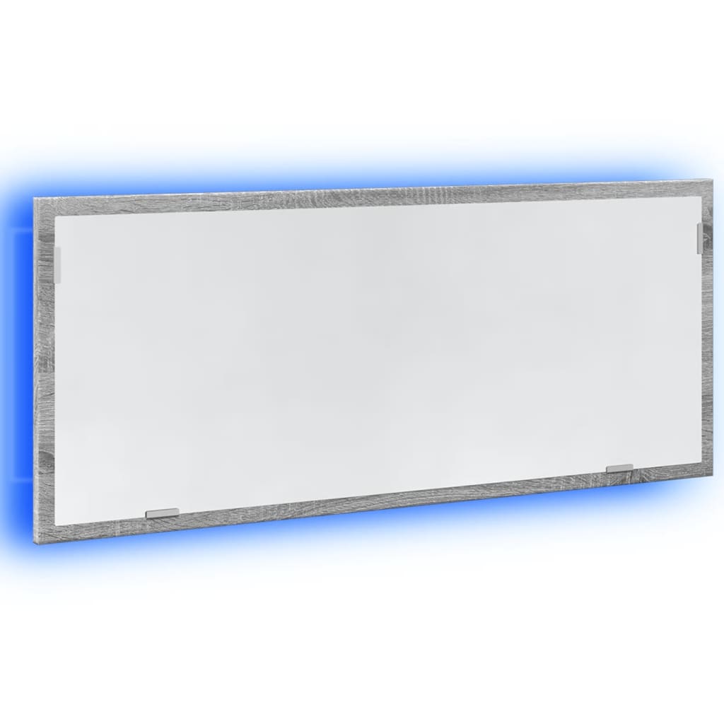 vidaXL LED Bathroom Mirror Grey Sonoma 100x8.5x37 cm Engineered Wood 3