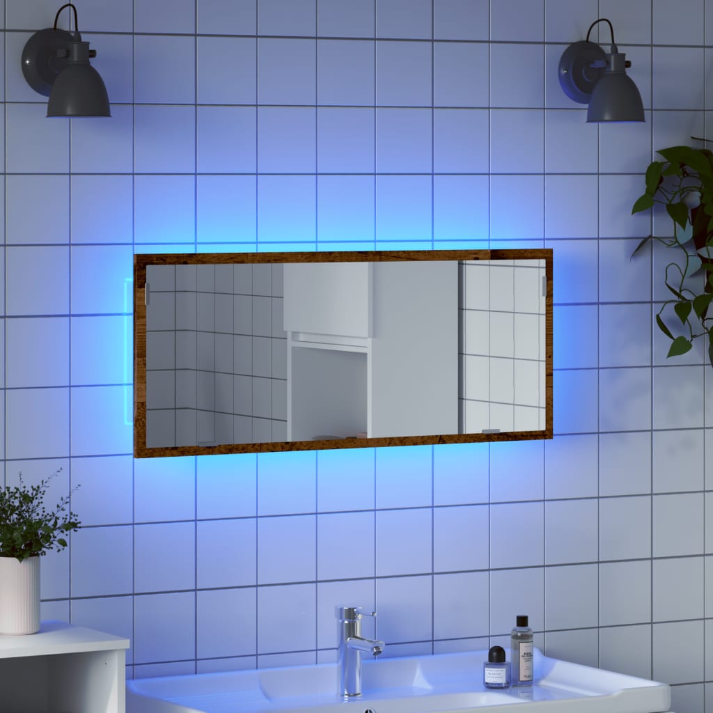vidaXL LED Bathroom Mirror 100x8.5x37 cm Acrylic