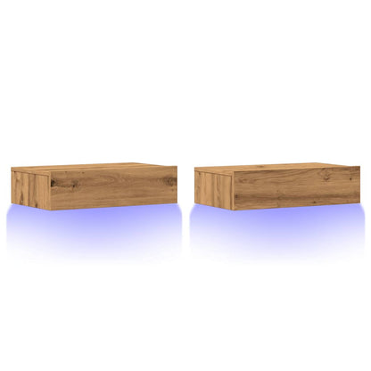 vidaXL TV Cabinets with LED Lights 2 pcs Artisan Oak 60x35x15.5 cm 3