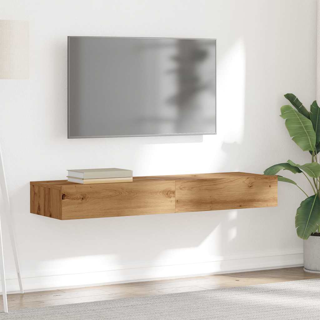 vidaXL TV Cabinets with LED Lights 2 pcs Artisan Oak 60x35x15.5 cm 5