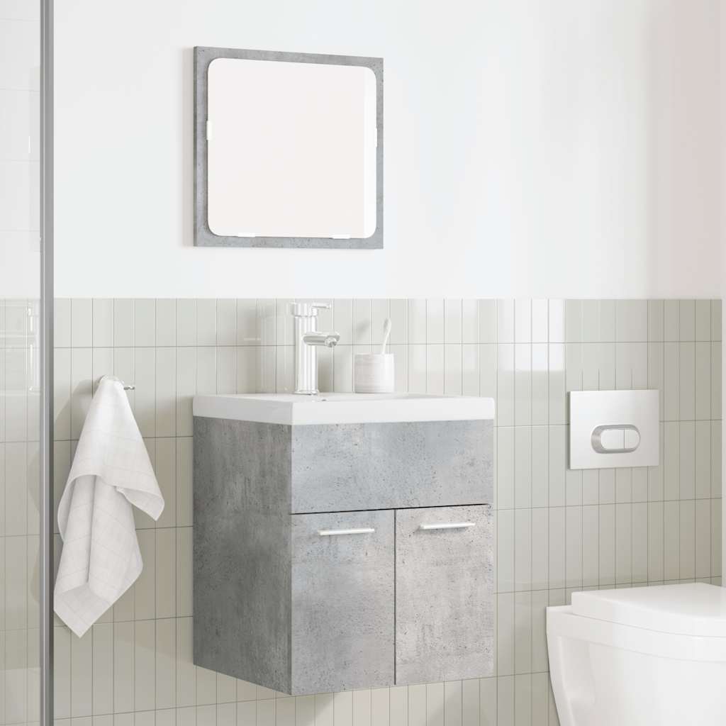 vidaXL 2 Piece Bathroom Furniture Set Concrete Grey Engineered Wood 3