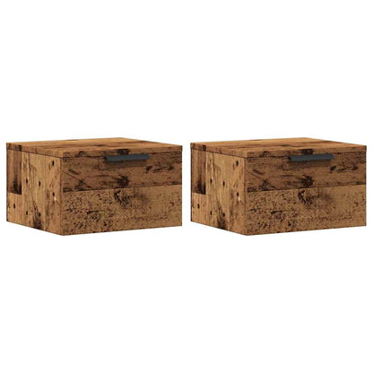 vidaXL Wall-mounted Bedside Cabinets 2 pcs Old Wood 34x30x20 cm 2