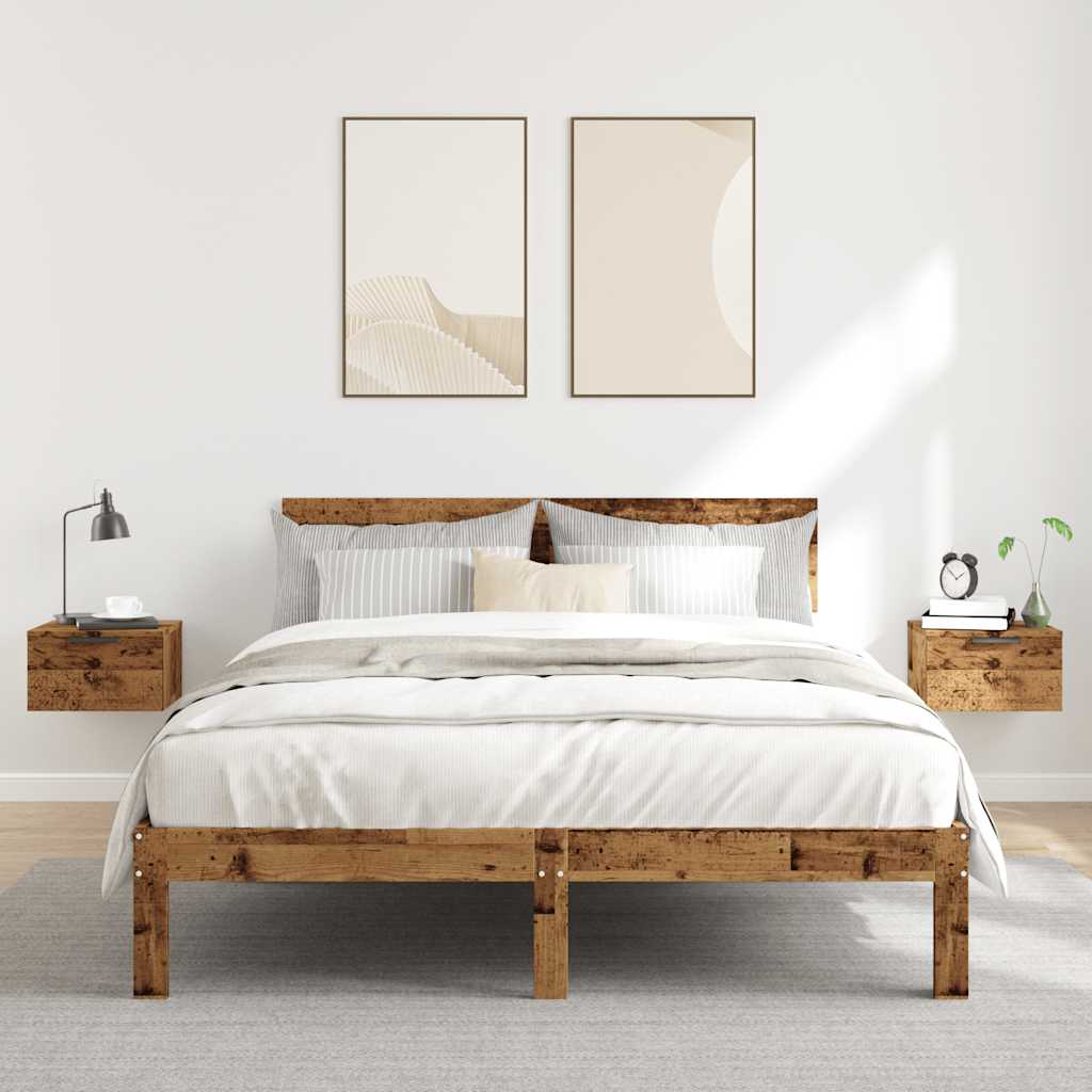 vidaXL Wall-mounted Bedside Cabinets 2 pcs Old Wood 34x30x20 cm 3