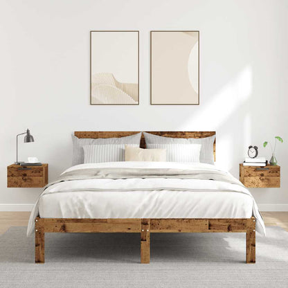 vidaXL Wall-mounted Bedside Cabinets 2 pcs Old Wood 34x30x20 cm 3