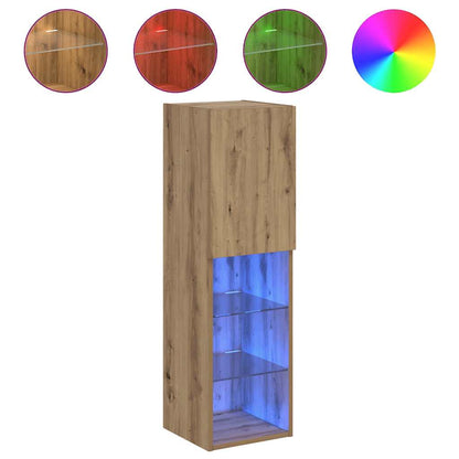 vidaXL TV Cabinet with LED Lights Artisian Oak 30.5x30x102 cm 2