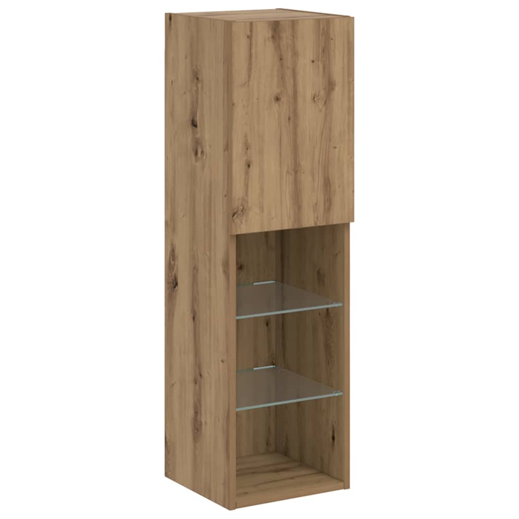 vidaXL TV Cabinet with LED Lights Artisian Oak 30.5x30x102 cm 3