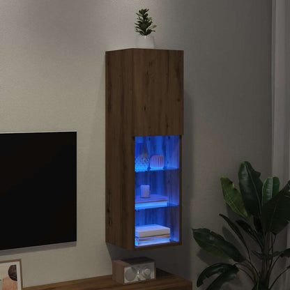 vidaXL TV Cabinet with LED Lights Artisian Oak 30.5x30x102 cm 4