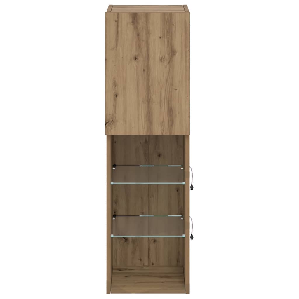 vidaXL TV Cabinet with LED Lights Artisian Oak 30.5x30x102 cm 6