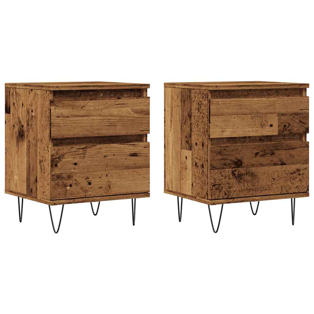 vidaXL Bedside Cabinets 2 pcs Old Wood 40x35x50 cm Engineered Wood 2