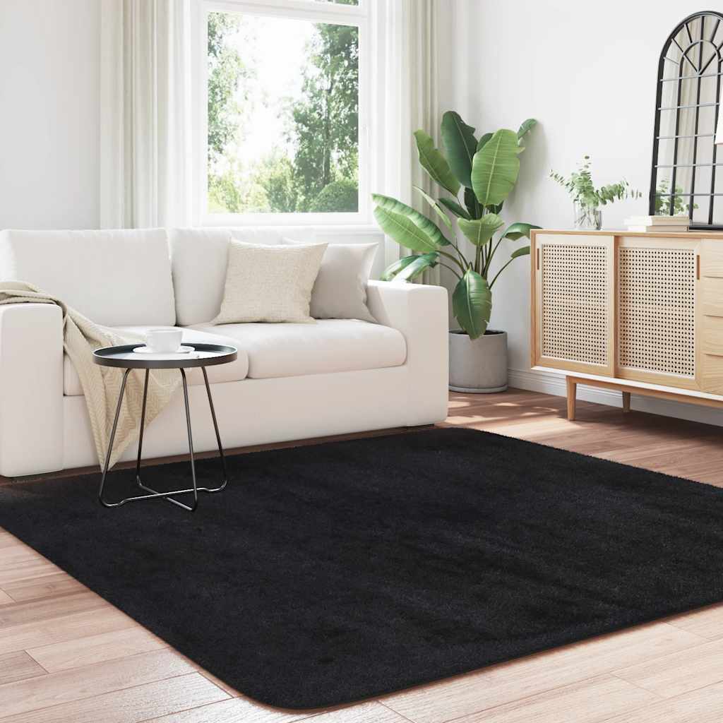vidaXL Shaggy Rug High Pile NAVARRA Black 200x200 cm Polyester 3