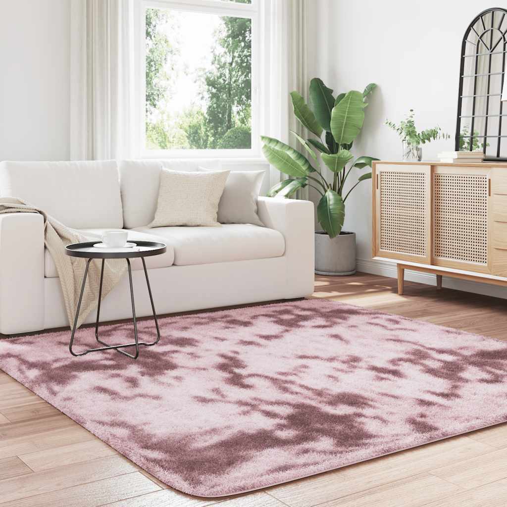 vidaXL Shaggy Rug High Pile NAVARRA Dusty Pink 200x200 cm Polyester 3