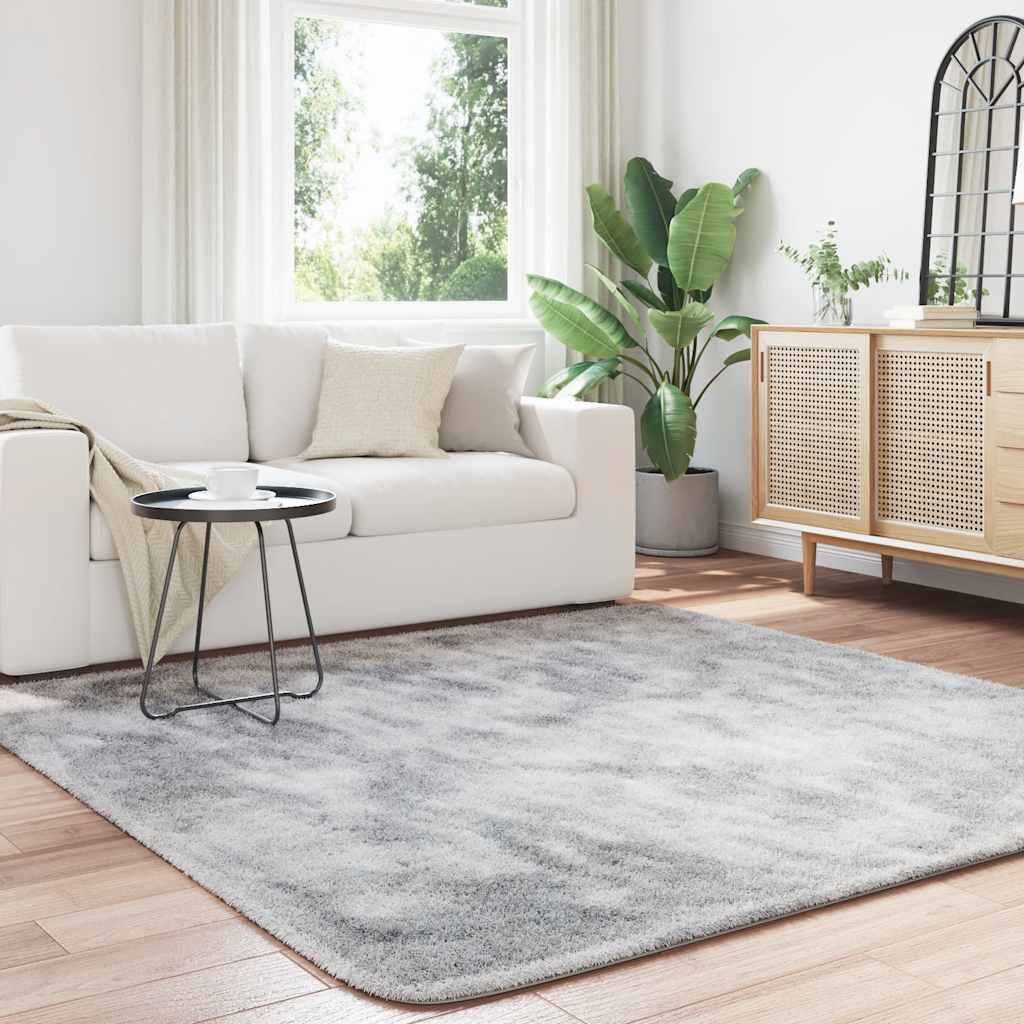 vidaXL Shaggy Rug High Pile NAVARRA Silver Grey 200x200 cm Polyester 3