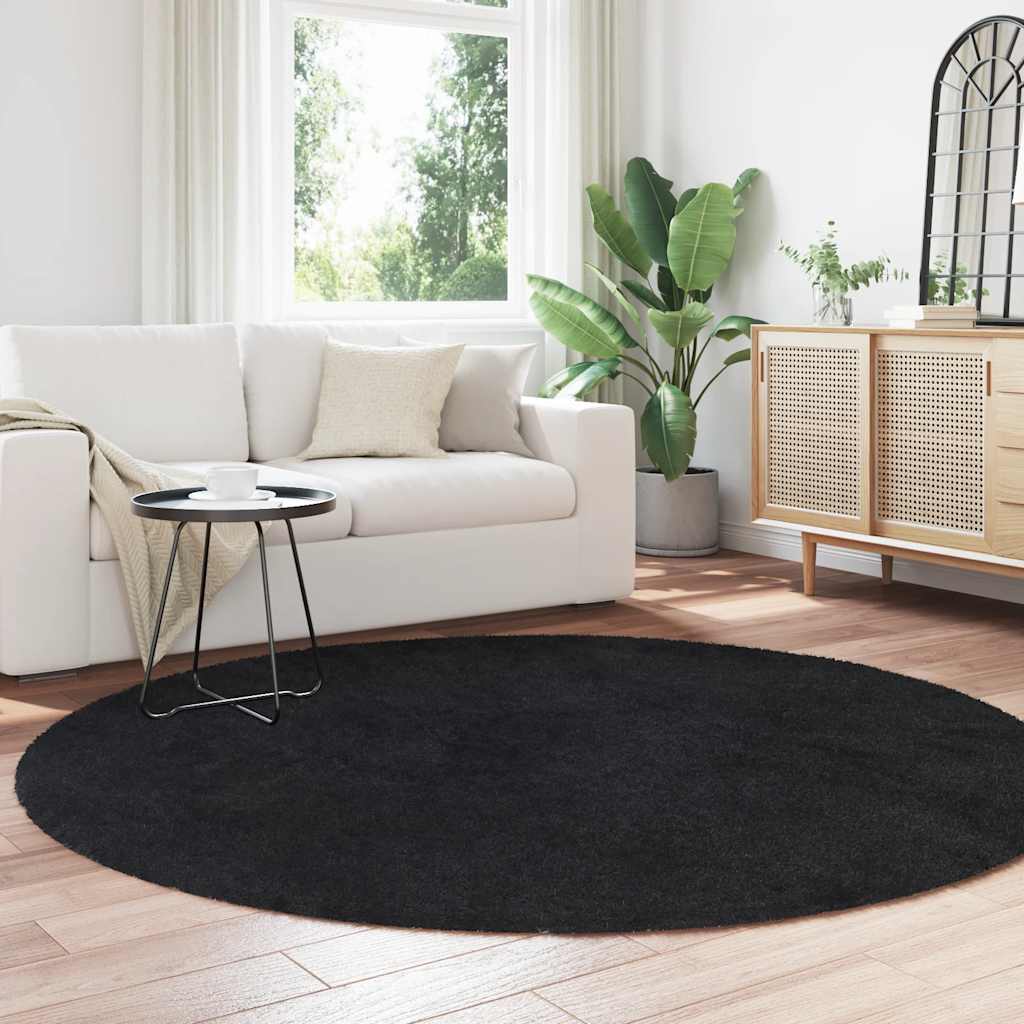vidaXL Shaggy Rug High Pile NAVARRA Black 200x200 cm Polyester 3