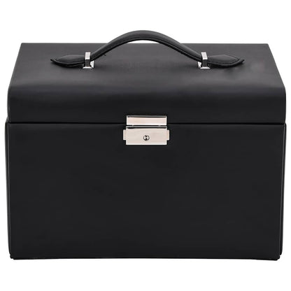 vidaXL Jewellery Box 3-Layer with Mirror Lockable Black 26x18x17.5 cm 4