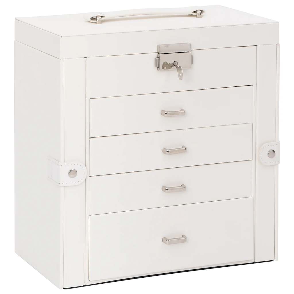 vidaXL Jewellery Box 5-Layer with Mirror Lockable White 2