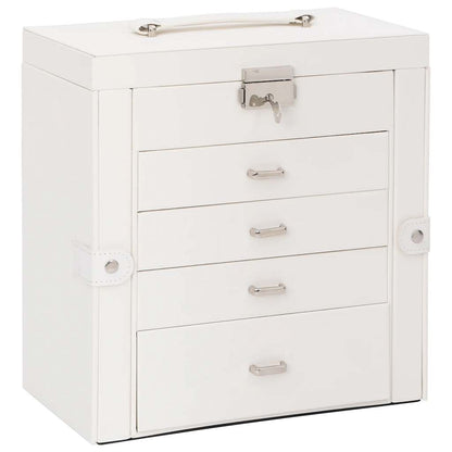 vidaXL Jewellery Box 5-Layer with Mirror Lockable White 2