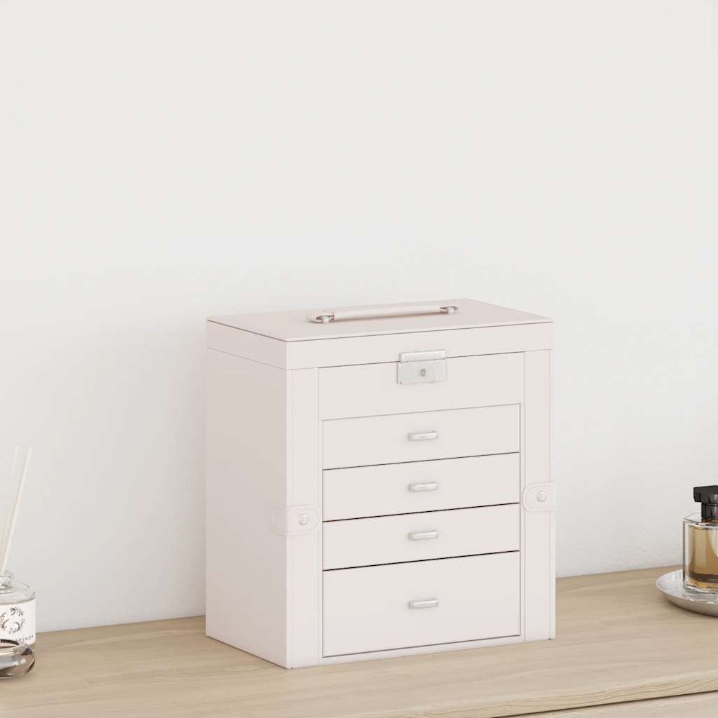 vidaXL Jewellery Box 5-Layer with Mirror Lockable White 3