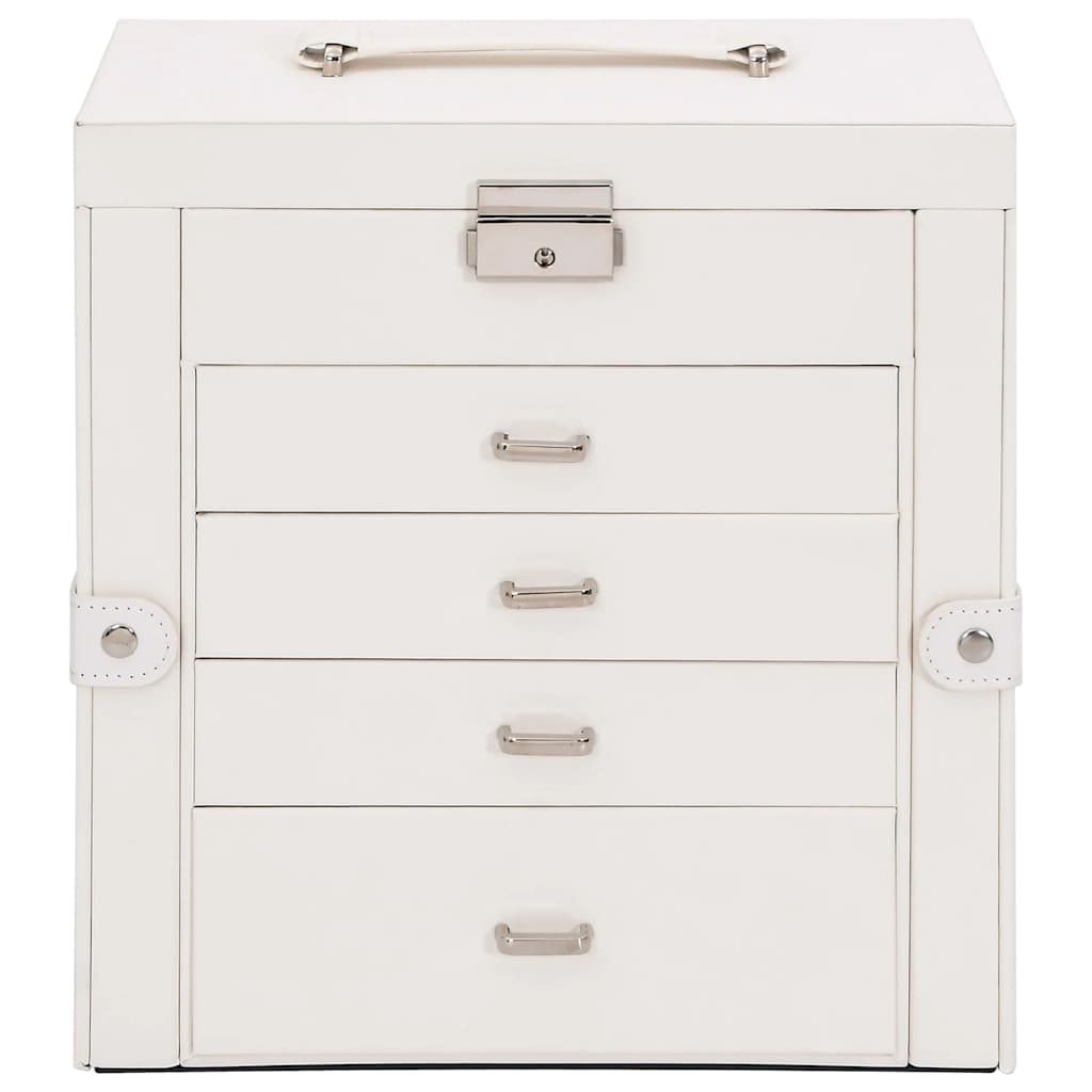 vidaXL Jewellery Box 5-Layer with Mirror Lockable White 4