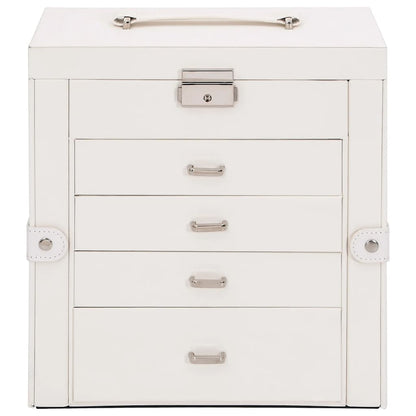 vidaXL Jewellery Box 5-Layer with Mirror Lockable White 4