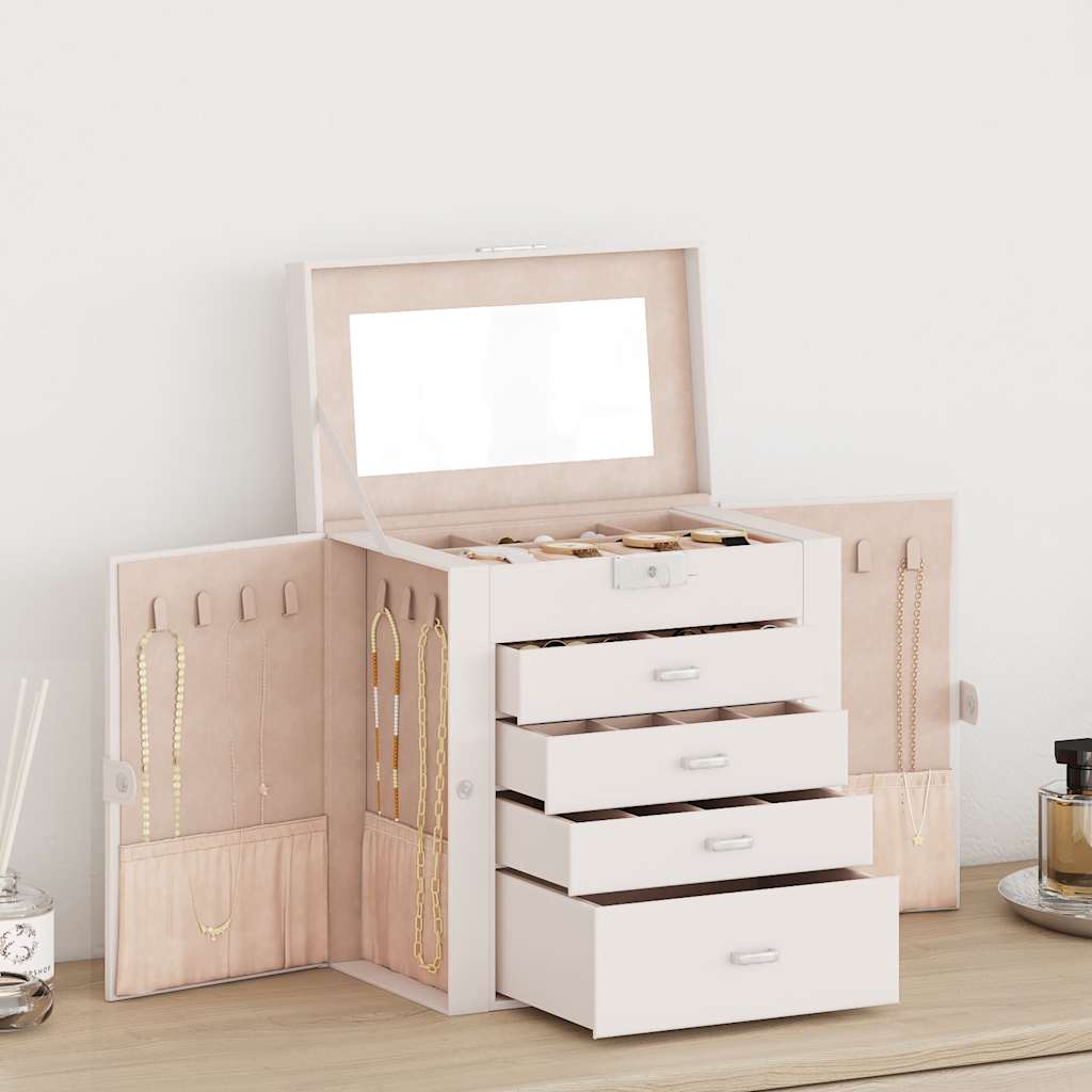 vidaXL Jewellery Box 5-Layer with Mirror Lockable White 1