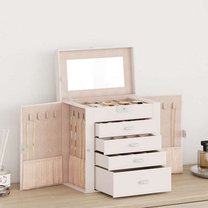 vidaXL Jewellery Box 5-Layer with Mirror Lockable White 1