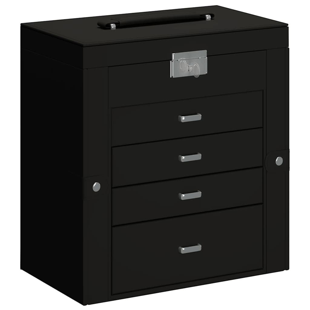 vidaXL Jewellery Box 5-Layer with Mirror Lockable Black 2