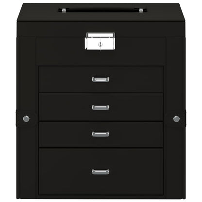 vidaXL Jewellery Box 5-Layer with Mirror Lockable Black 4