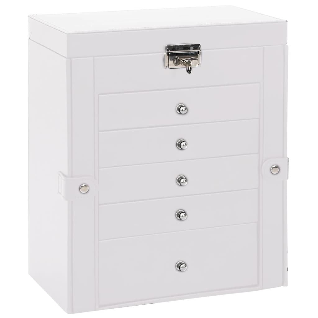 Jewellery Box with Mirror Lockable White 6-layer