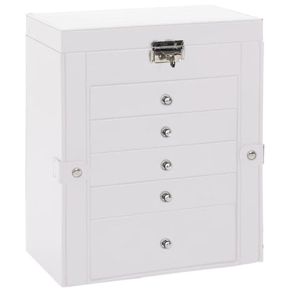 Jewellery Box with Mirror Lockable White 6-layer
