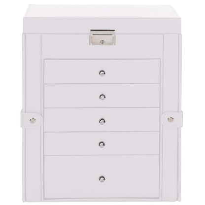 vidaXL Jewellery Box 6-Layer with Mirror Lockable White 4