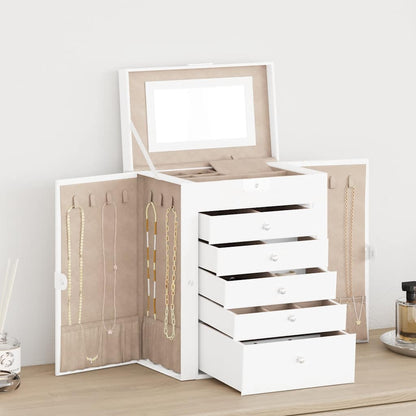 vidaXL Jewellery Box 6-Layer with Mirror Lockable White 1