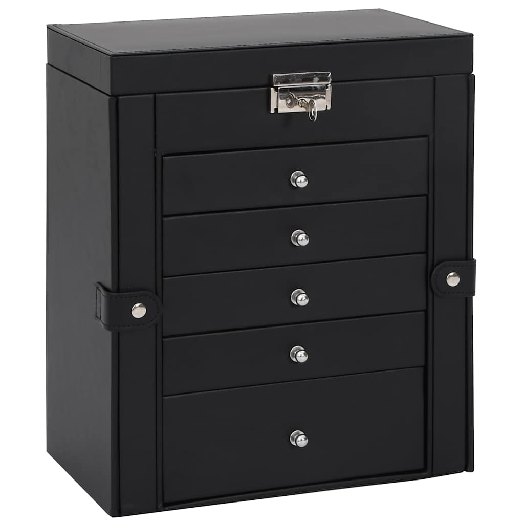 vidaXL Jewellery Box 6-Layer with Mirror Lockable Black 2