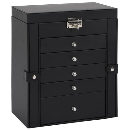 Jewellery Box with Mirror Lockable Black 6-layer