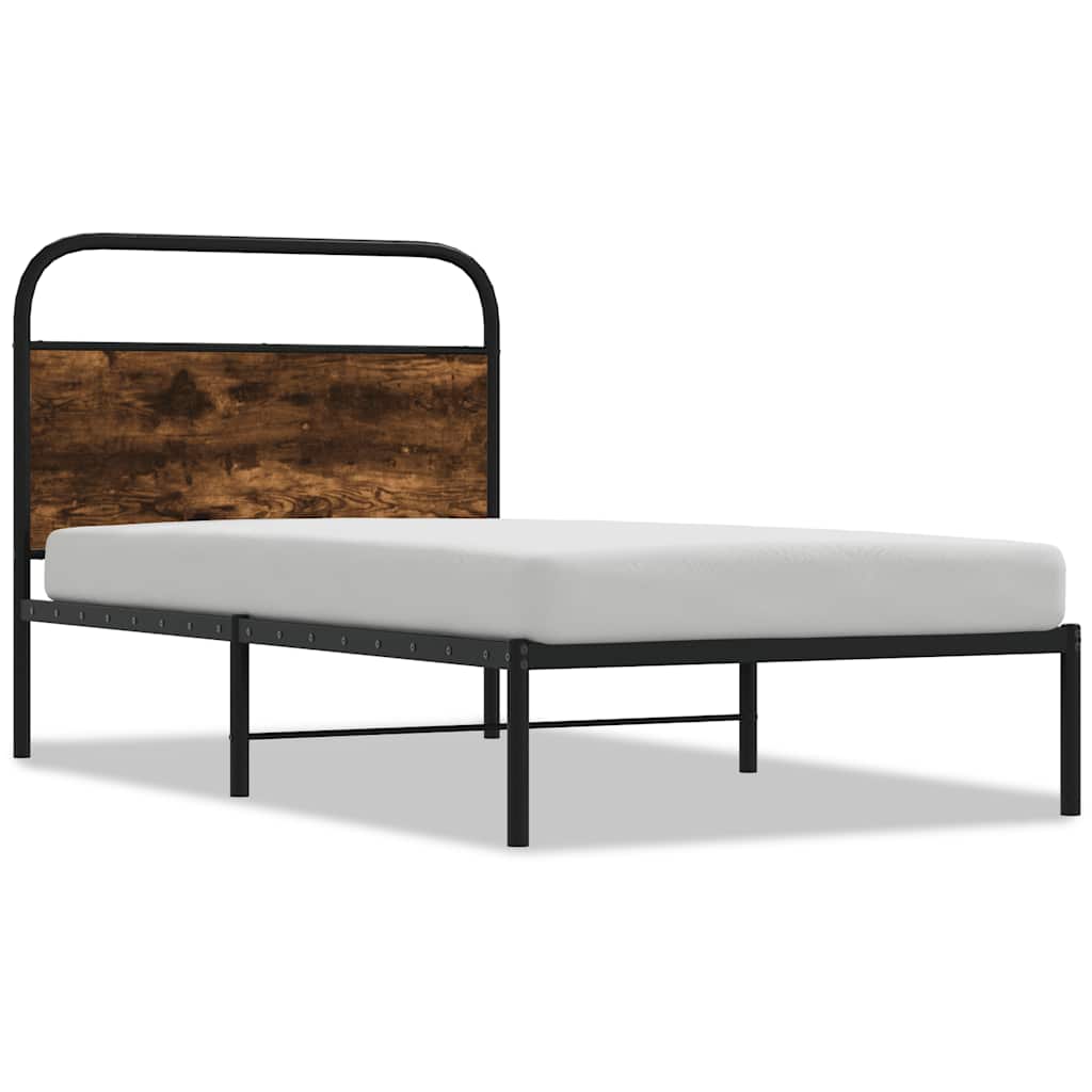 vidaXL Bed Frame Without Mattress 100x190 cm Smoked Oak Engineered Wood 2