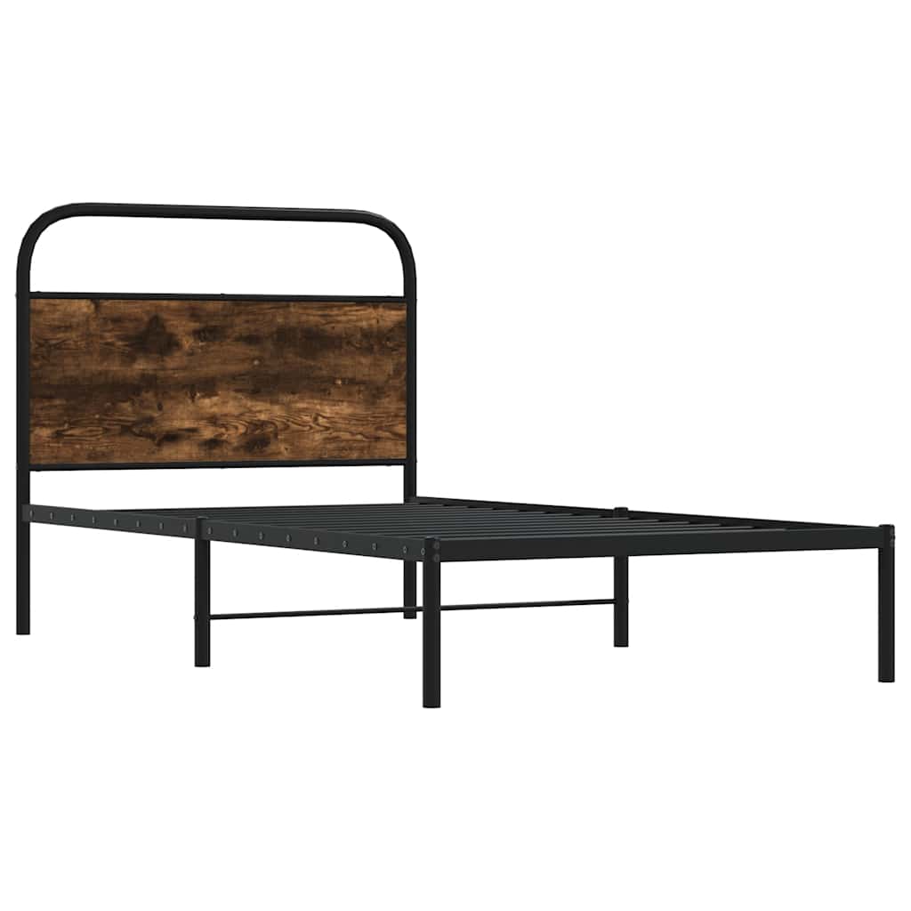 vidaXL Bed Frame Without Mattress 100x190 cm Smoked Oak Engineered Wood 3