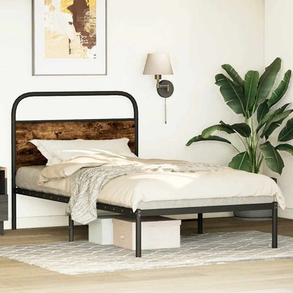 vidaXL Bed Frame Without Mattress 100x190 cm Smoked Oak Engineered Wood 4