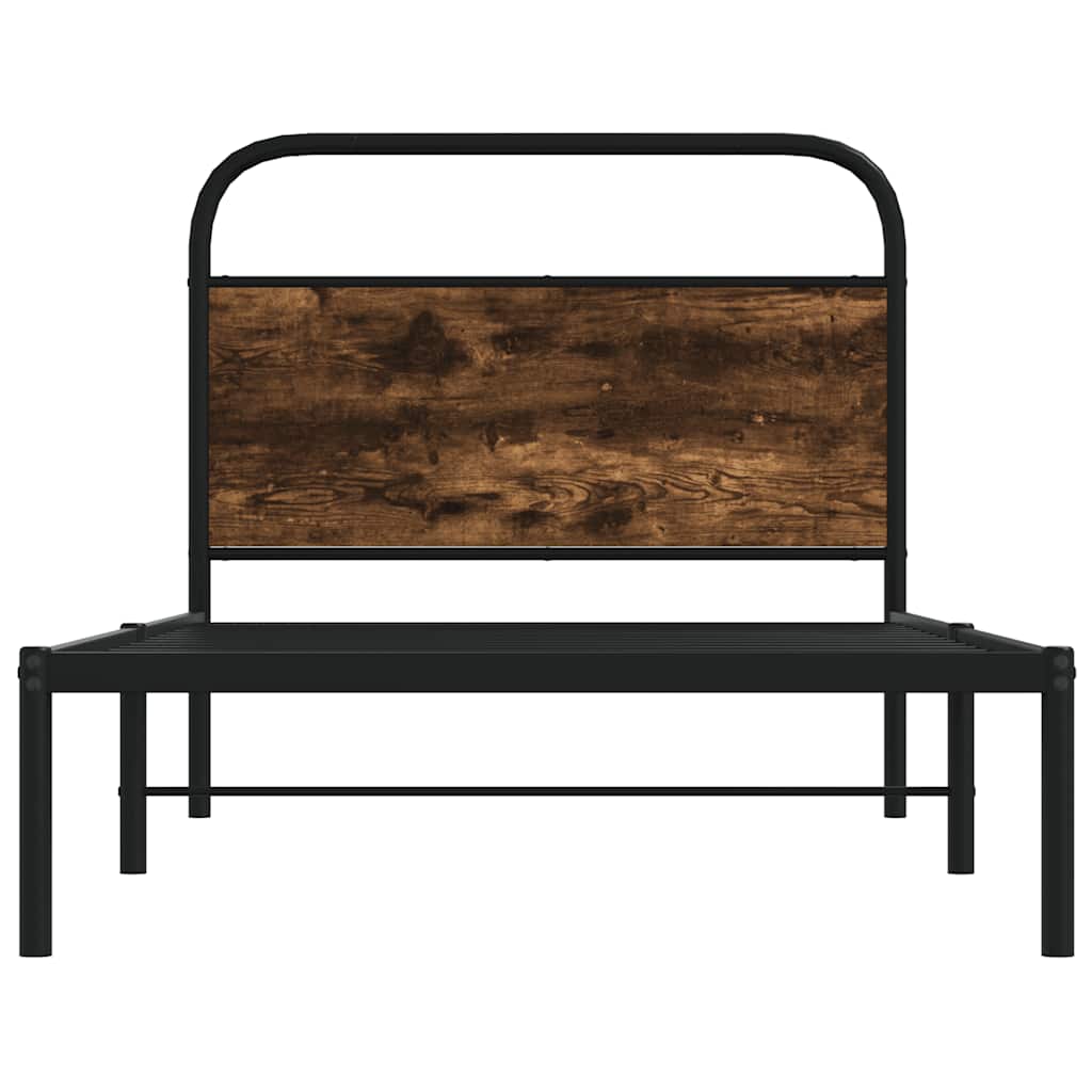 vidaXL Bed Frame Without Mattress 100x190 cm Smoked Oak Engineered Wood 5