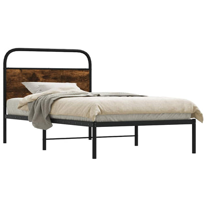 vidaXL Bed Frame Without Mattress 100x190 cm Smoked Oak Engineered Wood 1